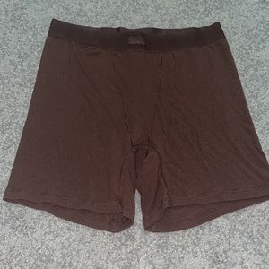 Skims Brown Cotton Ribbed Bike Shorts Boxer Style